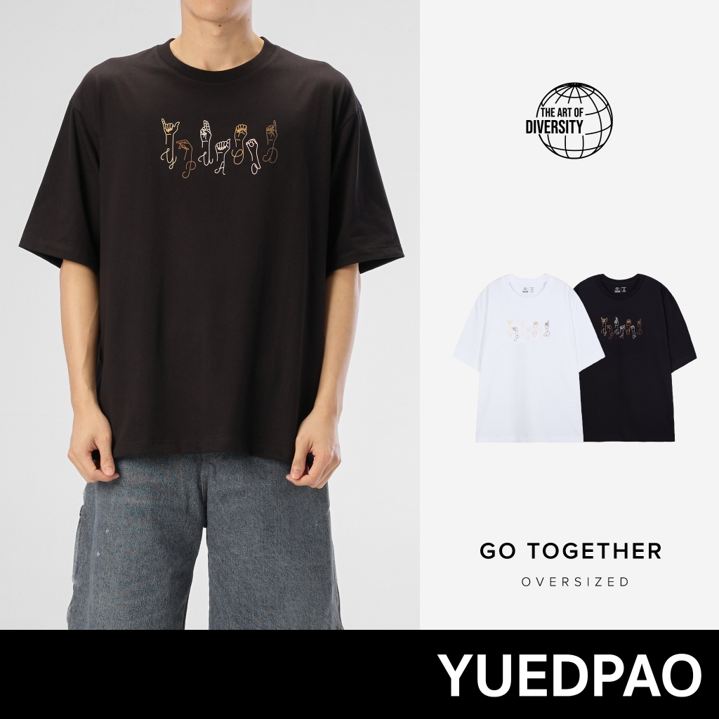 Yuedpao Oversized The Art of Diversity ผ้าหนายับยากรีดง่าย เสื้อยืดทรงหลวม เสื้อยืดเปล่า โอเวอร์ไซส์ Set Go Together