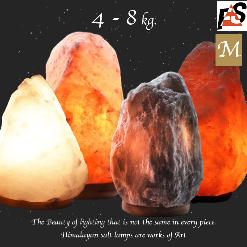 QC SIZE M/Lโคมหินเกลือหิมาลายันแท้  ฐานไม้แท้ 4-8 kg (**เฉพาะโคมเกลือ**ไม่รวมสายไฟ**Not Including di