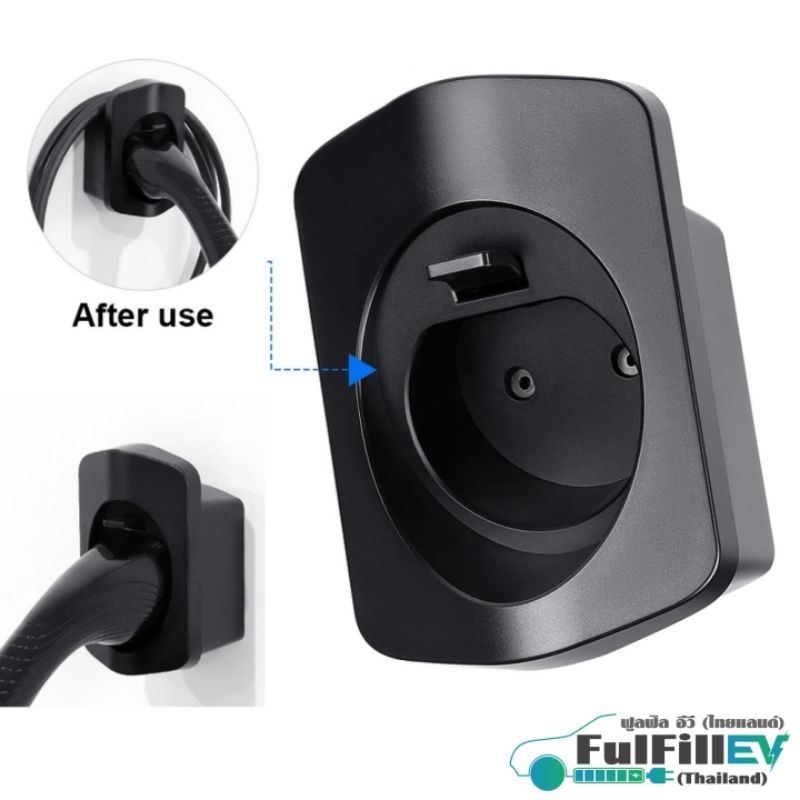 ที่แขวนยึดหัวปลั๊กEVพร้อมที่แขวนสาย + หัว type2 EU และ GBT  (EV Plug Holder) *New Design*