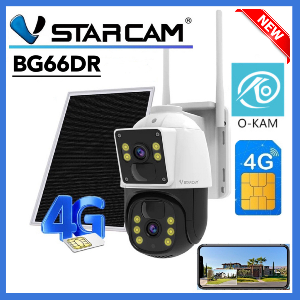 VSTARCAM BG66DR/BG621TR 4G SIM  3.0MP กล้องวงจรปิดใส่ซิม แผงโซล่าเซลล์ เลนส์กล้องคู่ แบตเตอรี่ในตัว 