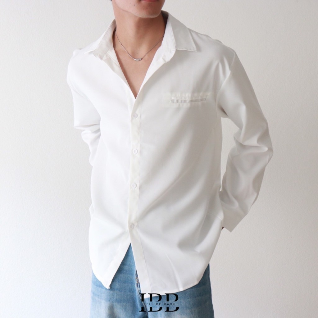 IBB AVERY SHIRTS เสื้อเชิ้ตแขนยาวแต่งกระเป๋าหน้าสไตล์เกาหลี
