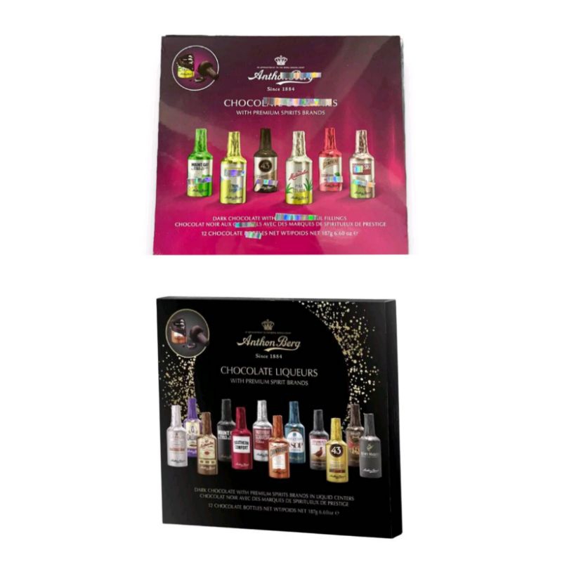 Anthon Berg Chocolate Liqueurs & Chocolate Cocktails รุ่น12ขวด ช็อคโกแลตสอดไส้ acl. มีให้เลือก2แบบ