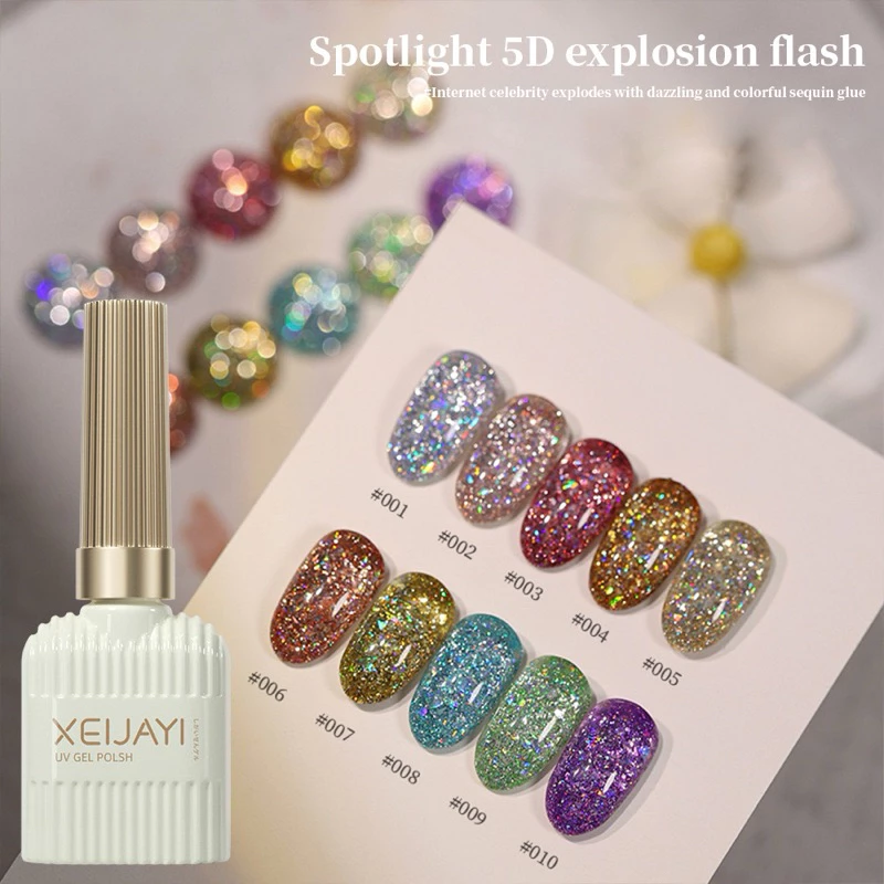 สีเจล XEIJAYI 5D สีเจลกากเพชรแน่นๆเกลี่ยง่าย วิ้งมากกกกก ขนาด 15 ml.🌈 พร้อมส่งในไทย 🌈