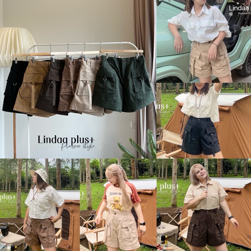 Linn✅กางเกงขาสั้นเอวสูง กางเกงสาวอวบ เอว32-46 (มีไซซ์) plussize