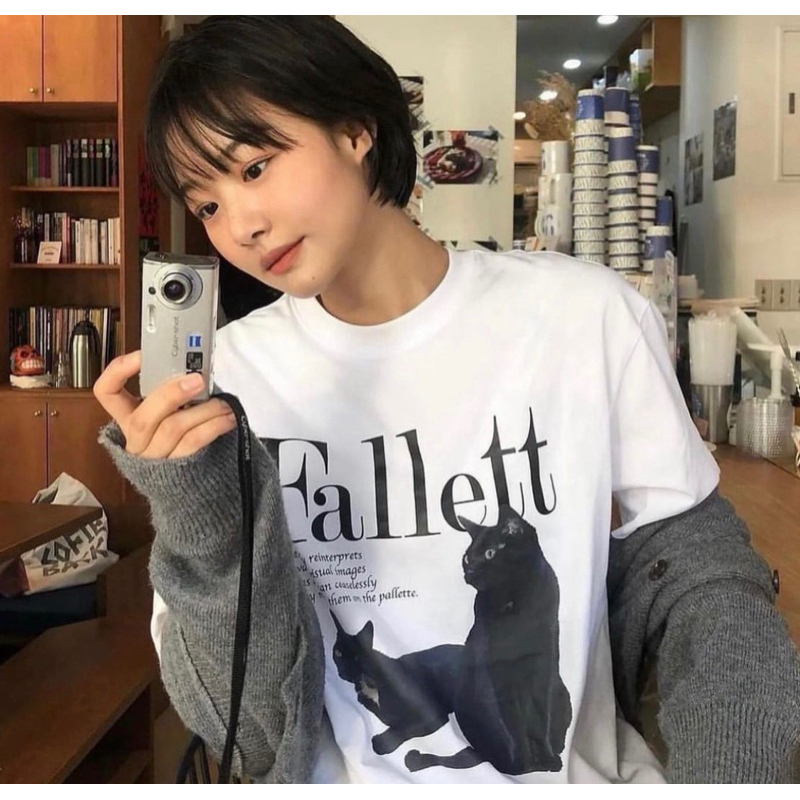พร้อมส่งไทย เสื้อลายแมวดำ Fallett ของแท้