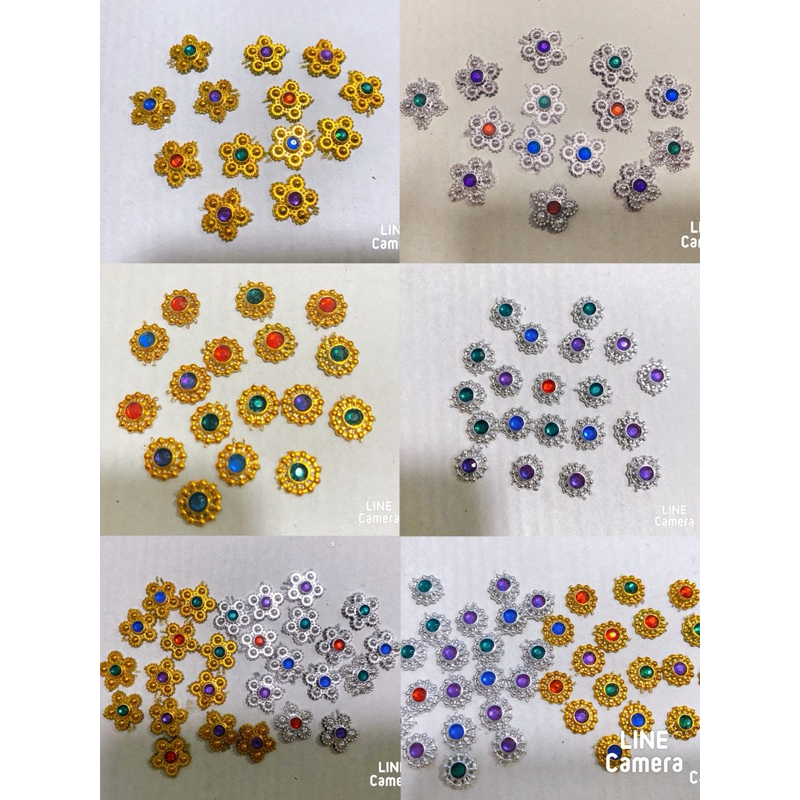 สังวารดอกไม้ ขนาด 10มิลและ14 มิลสีเงิน-สีทอง ตกแต่งานฝีมือ ชิ้นงานDiyบรรจุ 100ชิ้น/ถุง