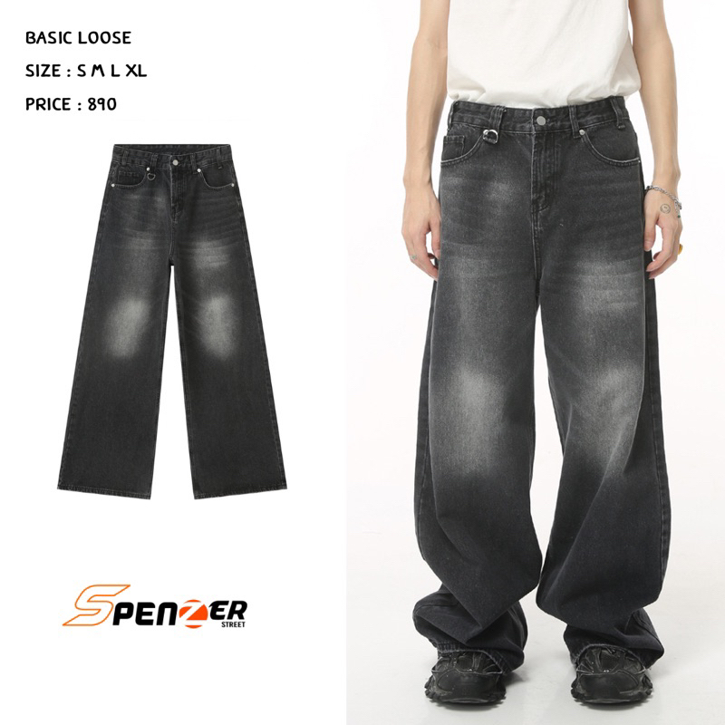 [พร้อมส่ง] Spenzer.street | Basic loose กางเกงทรงกระบอก เสื้อผ้าสตรีท เนื้อผ้าดี คุณภาพแน่น ฮิต unisex 2024 ขายดี