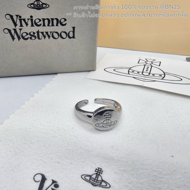 Vivienne Westwood Tilly Ring แหวนวิเวียน แบบปรับได้เอง งานสลักโลโก้ อะไหล่สีเงิน ชาย หญิง ใส่ได้ น่ารัก