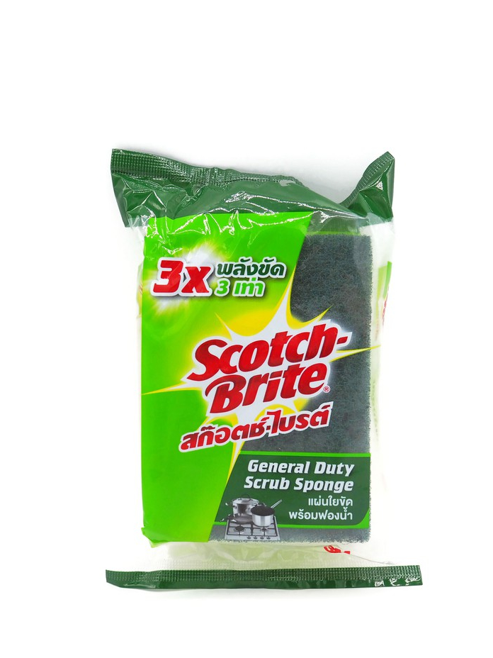 3M สก๊อตซ์ไบรต์แผ่นใยขัด พร้อมฟองน้ำ 1 ชิ้น