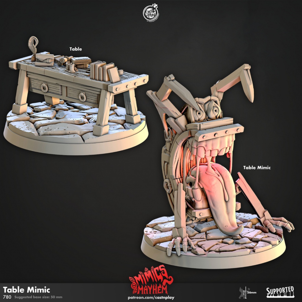 Table Mimic - Mimics Mayhem - Monstrosity Mimic / 32mm scale 3D printed miniature CNP