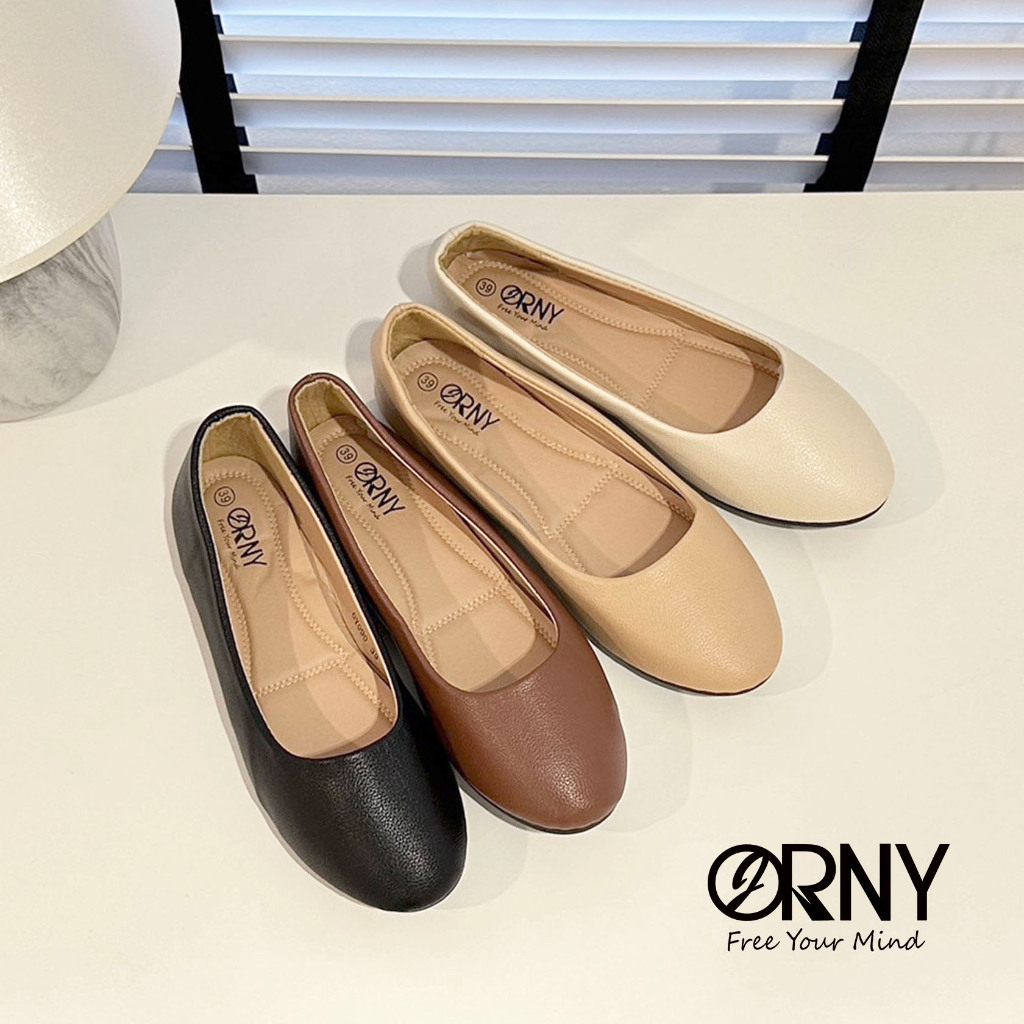 Defect Sale⭐️มีตำหนิ มีไซส์ 42 ✨ ORNY(ออร์นี่) ® รองเท้าคัชชูส้นแบน OY090