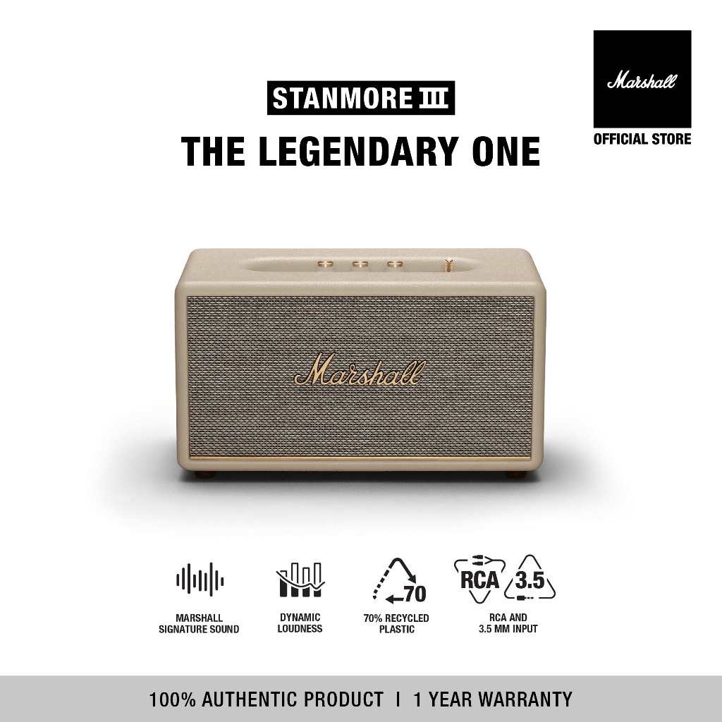 MARSHALL Stanmore III Bluetooth Cream -  รับประกัน 1 ปี + ส่งฟรีทั่วไทย - ลำโพงบลูทูธ ลำโพงmarshall ลําโพง bluetooth