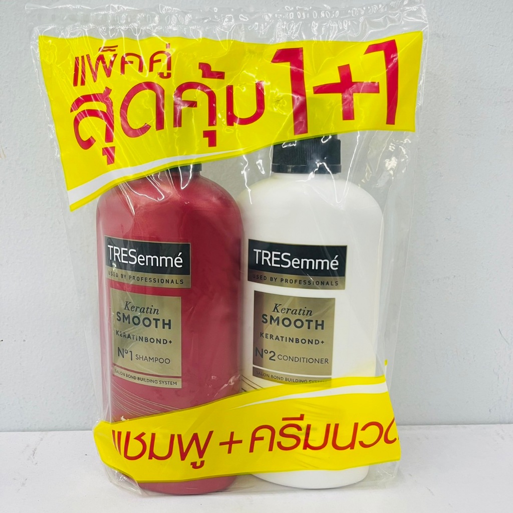 (แพ็คคู่คุ้มกว่า) Tresemme Keratin Smooth Shampoo+Conditioner เทรซาเม่ เคราติน สมูท แชมพู+คอนดิชันเนอร์ 370 มล.