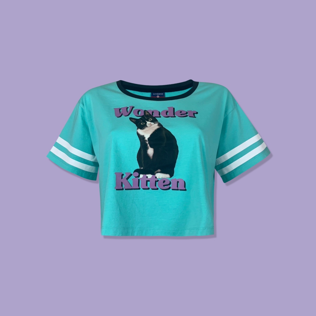 Hybrid T-shirt Women ไฮบริดเสื้อยืดผู้หญิงแขนสั้น ทรงครอป สีเขียว(Green)WTS-1044-GR เสื้อสตรีท เสื้อ