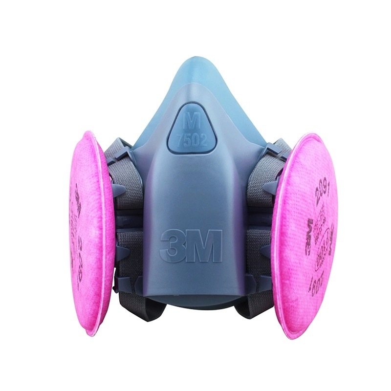 3M 7502+2091 หน้ากากป้องกันแก๊สพิษ ซิลิโคนป้องกันฝุ่นปลอกหน้ากาก 3 ชิ้น ตัวกรอง P100 มาตรฐาน เครื่องช่วยหายใจแบบสเปรย์ - รูปที่ 2