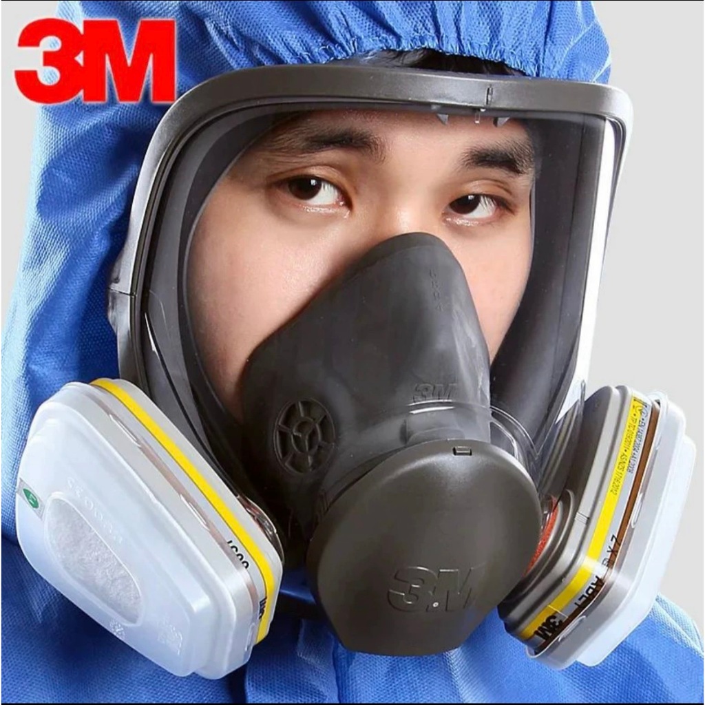 3M หน้ากากกันสารเคมี รุ่น 6800 ขนาดกลาง พร้อมตลับกรอง 6001, ฟิลเตอร์ 5N11, ฝาครอบ 501ของแท้ 100% พร้