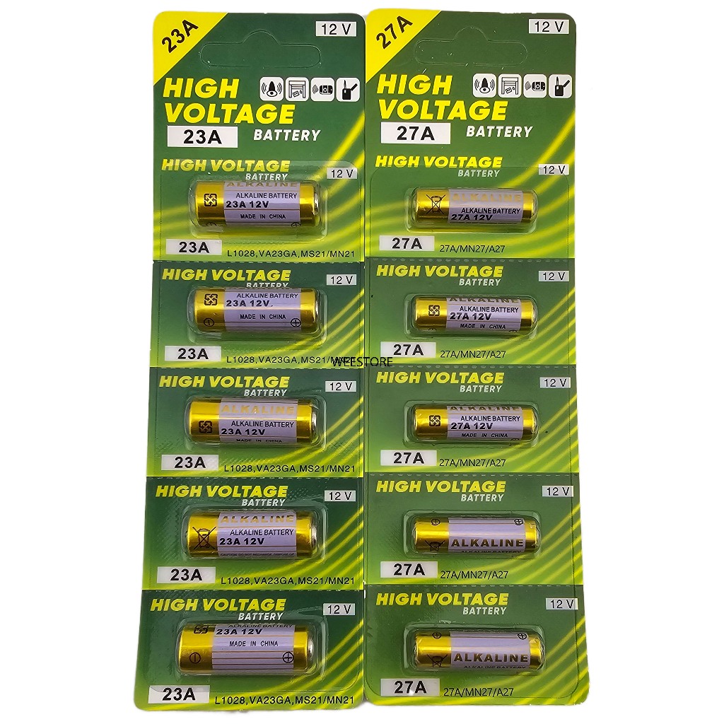 IN PACK ถ่าน HIGH VOLTAGE Alkaline battery ถ่านรีโมท 23A,L1028,VA23GA,MS21/MN21  27A/MN27/A27