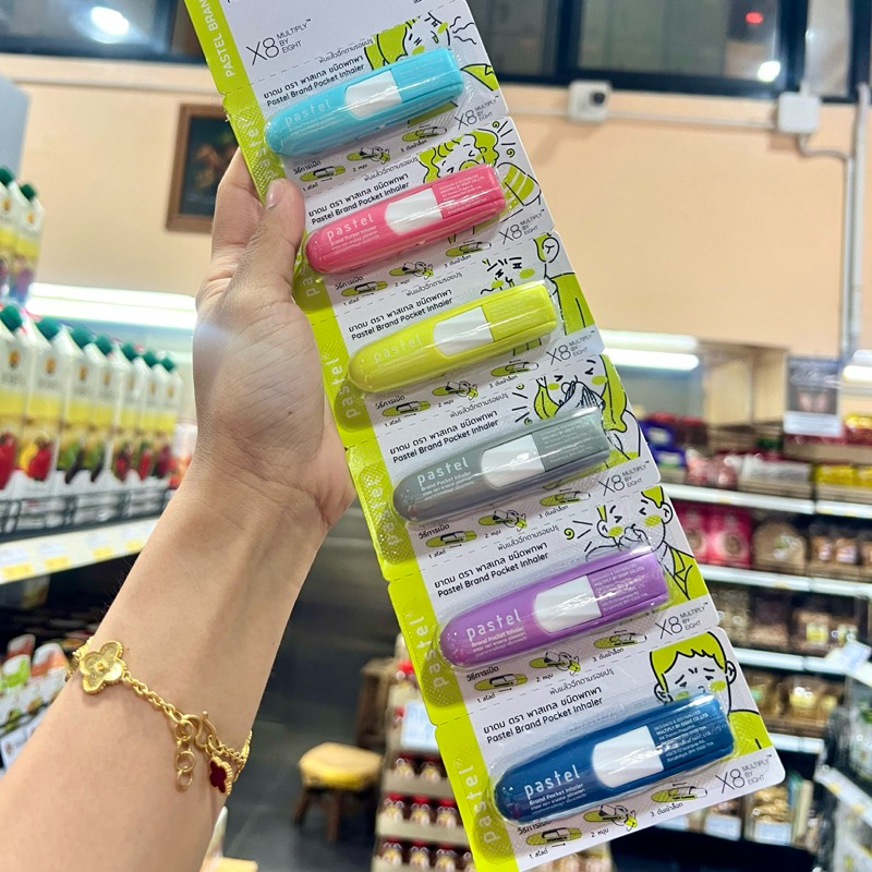 ยาดม ตรา พาสเทล ชนิดพกพา 1 แผง (6 หลอด) Pastel® Brand Pocket Inhaler