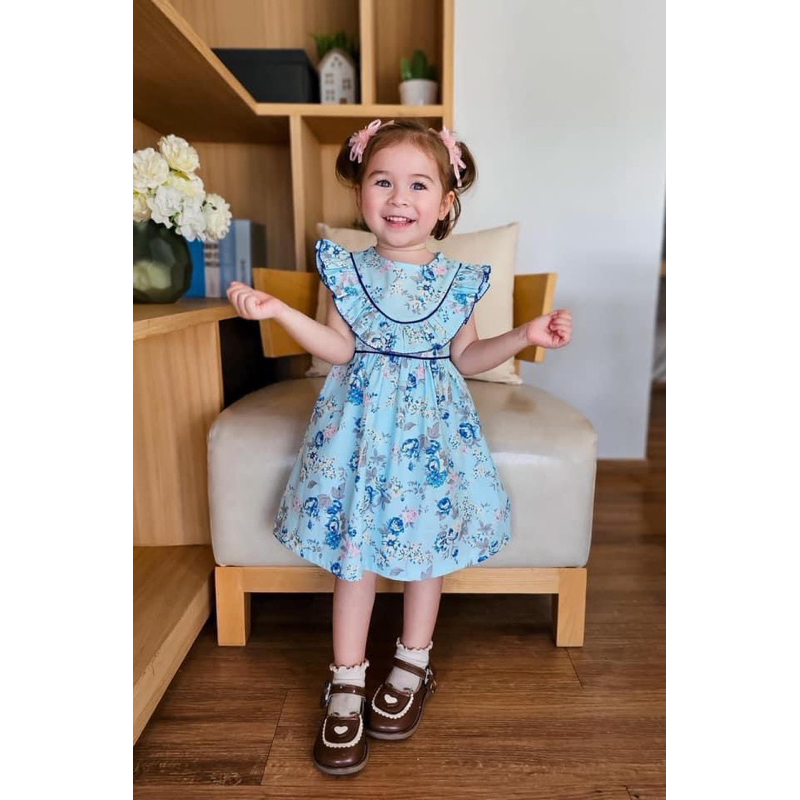 ชุดเด็กแบรนด์ BNO เดรสลูกสาว ดอกฟ้า สวย ผ้าคอตตอนงานแบรนด์ เหมาะสำหรับเด็กน้อยยย สวยงามม