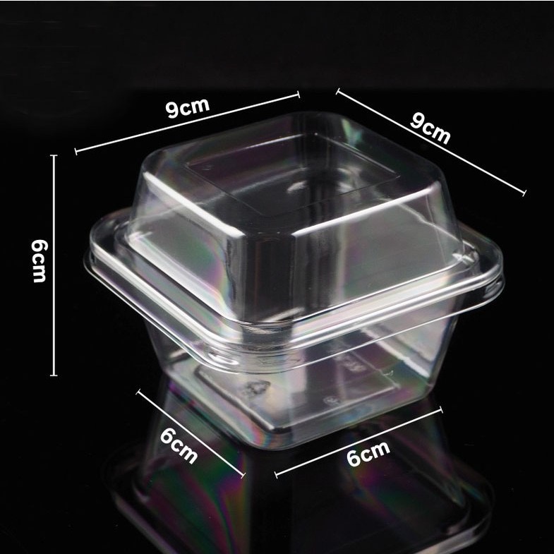 ถ้วยพลาสติกใส สี่เหลี่ยม 50 ใบ MC001 / MC002 ถ้วยมูส กล่องพลาสติก บานอฟฟี่ มินิเค้ก