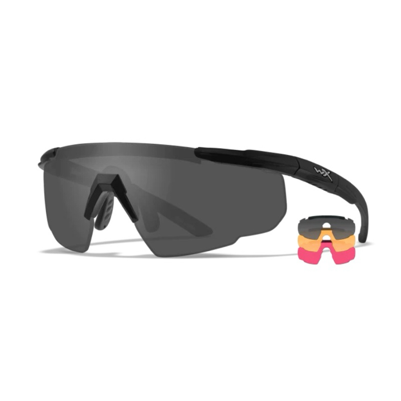 Wiley-X Saber Advanced 3-Lens (Smoke Grey / Vermillion/ Rust)Matte Black