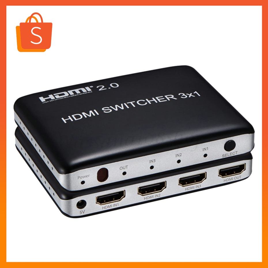 3 พอร์ต HDMI Switch HDMI2.0 4K@60Hz HDMI Switcher รองรับ HDR & HDCP 2.2, Full HD 3D