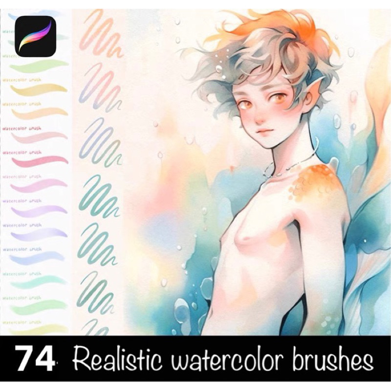 [procreate] 74 Realistic Watercolor brushes