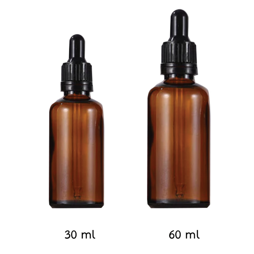 ขวดแก้วหลอดหยดสีชา ขนาด 30 ml และ 60 ml