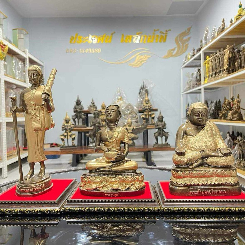 ชุด3 พระอรหันแห่งโชคลาภ ชุดกลาง สีมันปูเพ้นท์ เเถมฟรีฐานรอง คาถาบูชาและธูปเสี่ยงทาย