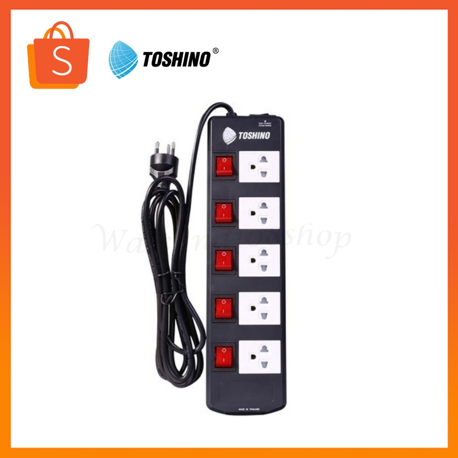 ปลั๊กไฟ Toshino 5 ช่อง 3 เมตร และ 5 เมตร TIS515-3M/5M รับไฟได้ 16A 3600W