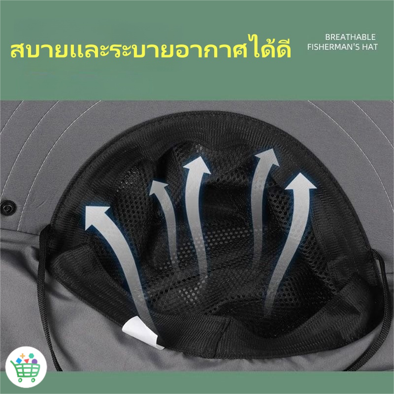 หมวก หมวกตกปลา หมวกกันแดดปีกกว้าง UPF50+ บังแดดได้ 360องศา ไม่อาบชิ้น ทรงปีกรอบ สำหรับใส่ทำงาน อยู่กลางแจ้ง เดินป่า - รูปที่ 2