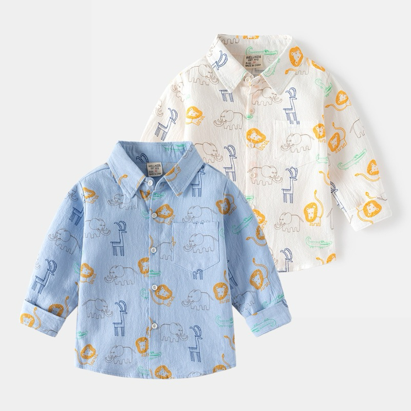 เสื้อเชิ้ตเด็ก คุณภาพดี แขนยาว ผ้าอ้อกฟอร์ม พร้อมส่งในไทย