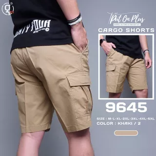 GOODWIN - 9645 CARGO SHORTS กางเกงขาสั้น ผู้ชาย เอวยืด คาร์โก้ ผ้าคอตต้อน สีพื้น