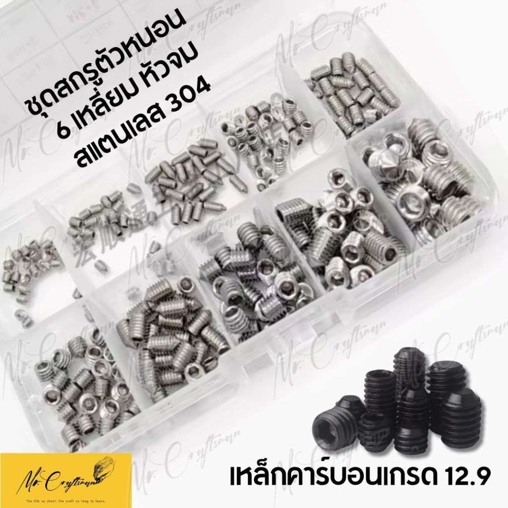 ชุดสกรูตัวหนอน 6 เหลี่ยมหัวจม Socket set screw ขนาด M3-M8