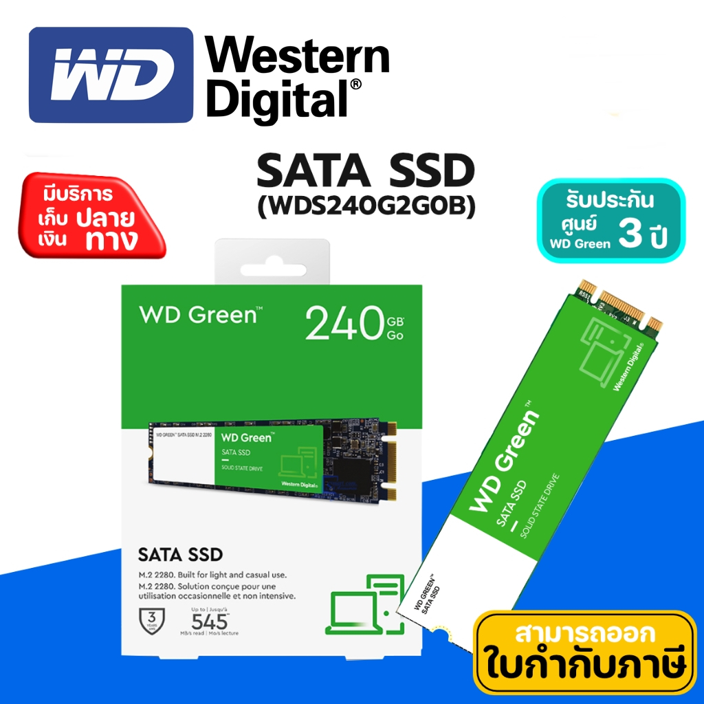 240GB SSD (เอสเอสดี) WD GREEN - M.2 2280 SATA (WDS240G3G0B) รับประกัน 3 ปี