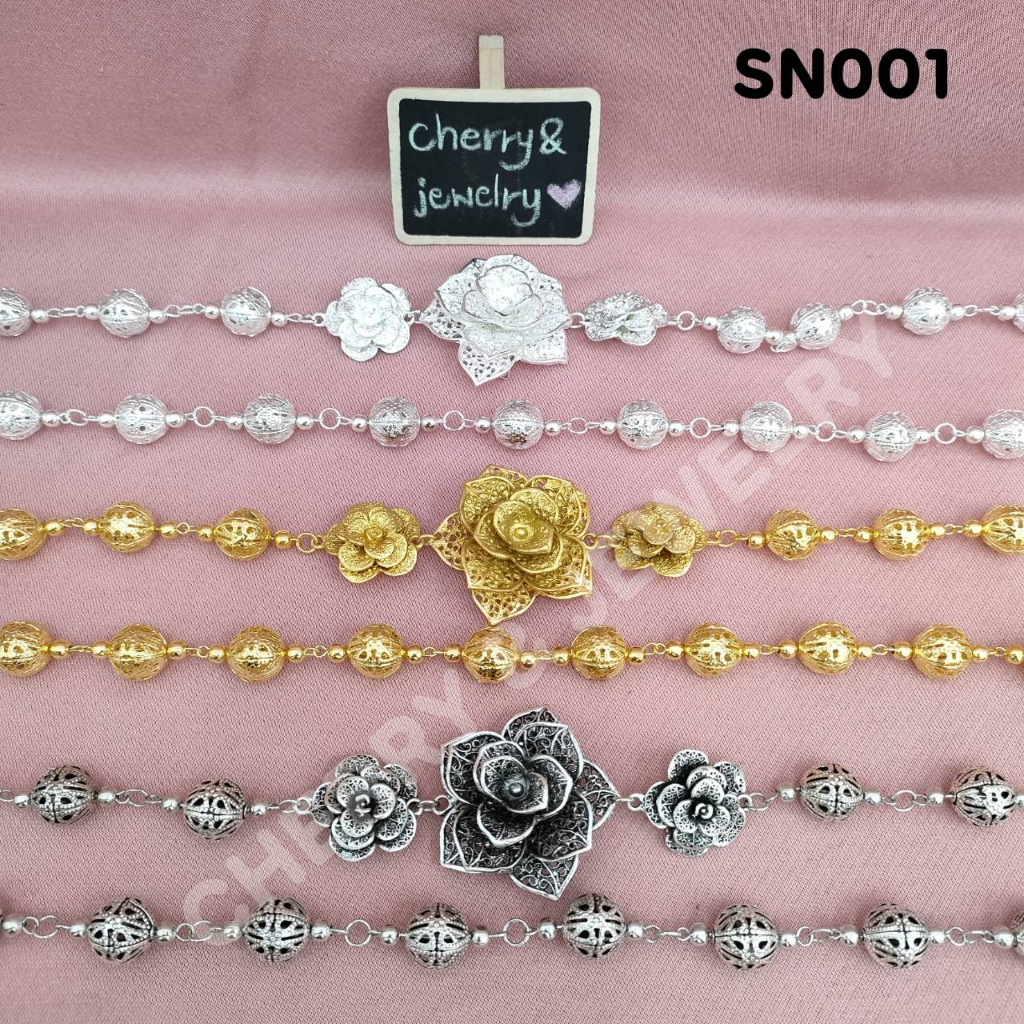 สังวาลย์ลายกุหลาบ ลายก้นหอยครื่องประดับตกแต่งชุดไทย มี 3 สีให้เลือก สินค้าพร้อมส่งจากประเทศไทย