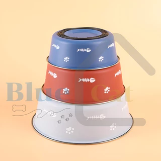 Bluecat19 ชามแมว ชามหมา ชามอาหารสัตว์เลี้ยง สแตนเลส แบบกันลื่น ชามอาหารหมา สุนัข หนา2ชั้น มียางกันลื่น กันอาหารคว่ำ แมว