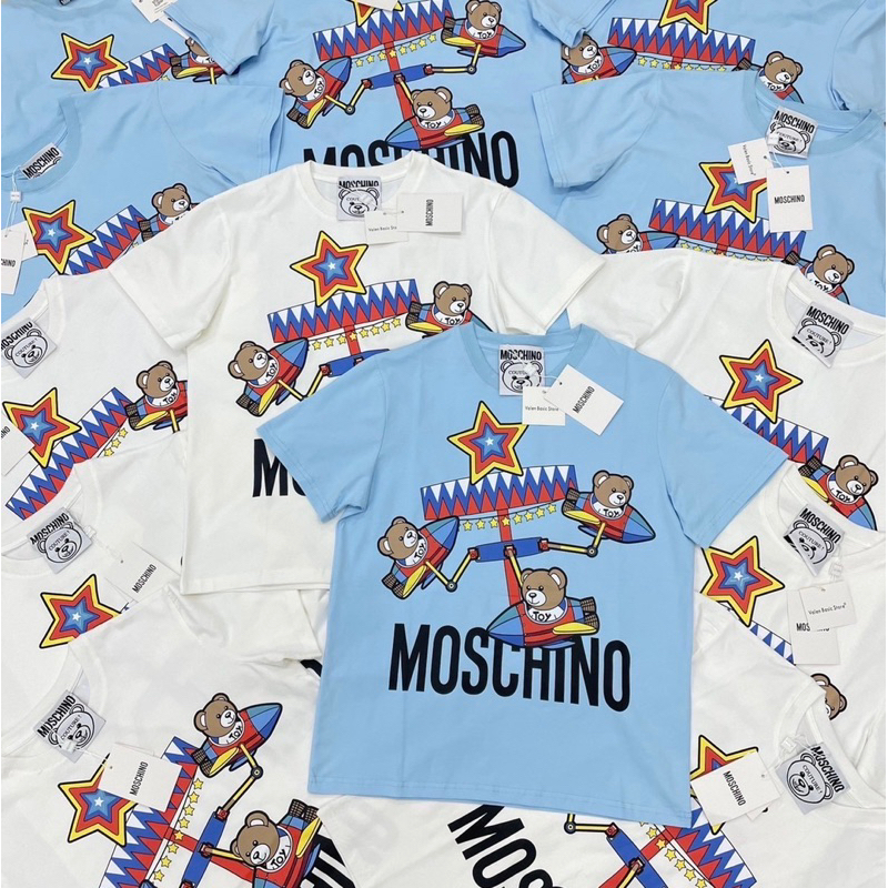 Bear•MOSCHINO เสื้อยืดลายใหม่ล่าสุด ดีเทลสกรีนน่ารักมากกก เนื้อผ้านิ่ม ใส่สบายสุดๆ ป้ายแท็กครบ