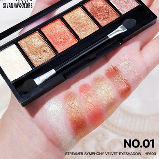 HF693 ซีเวนน่า คัลเลอร์ส สตรีมเมอร์ ซิมโฟนี เวลเวท อายแชโดว์ Sivanna Streamer Symphony Velvet Eyeshadow 1.5g*6 กรัม