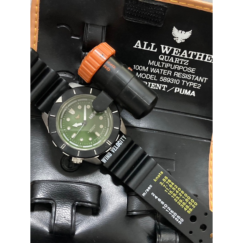 นาฬิกาดำน้ำมีขอบเปลี่ยน6แบบมาพร้อมตัวขันซองเก็บเดิมๆ Vintage Diver’s Watch Orient Puma Type2 Multipurpose 100M