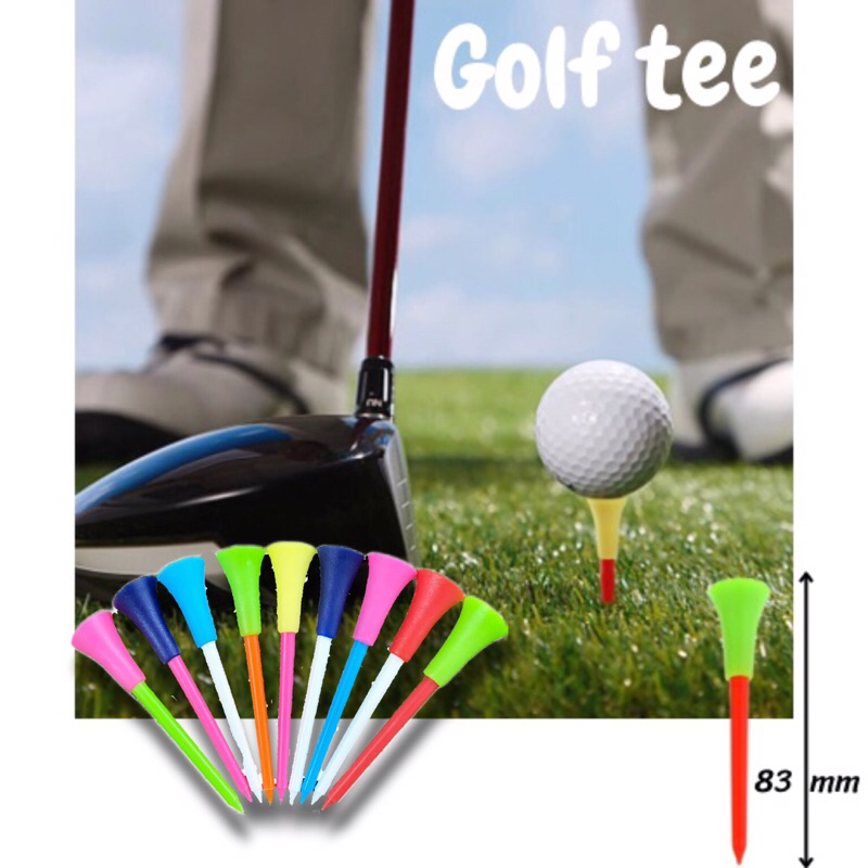 T Golf tee ที ตั้งลูกกอล์ฟ ไดร์ฟเวอร์ 10-30 pcs. ยาวสุด 83 มม. หัวยาง สีสด
