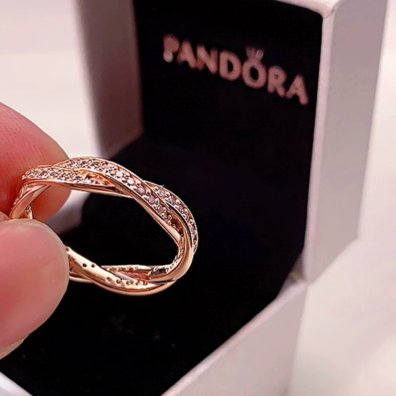 🇹🇭พร้อนส่ง ที่ไทย🇹🇭 แหวนวงล้อแห่งโชคชะตา Pandora Rose Gold ผู้หญิงเรียบง่ายและหรูหราเฉพาะกลุ่ม