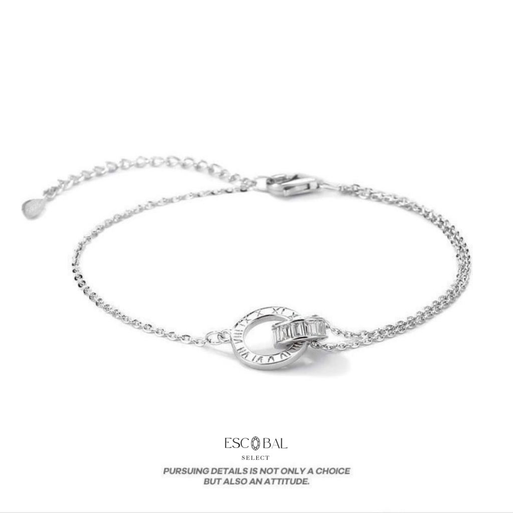 ESCOBAL Forever Signature สร้อยข้อมือเงินแท้ INTERLOCKING กำไลข้อมือเงิน กำไลแฟชั่น Valentine