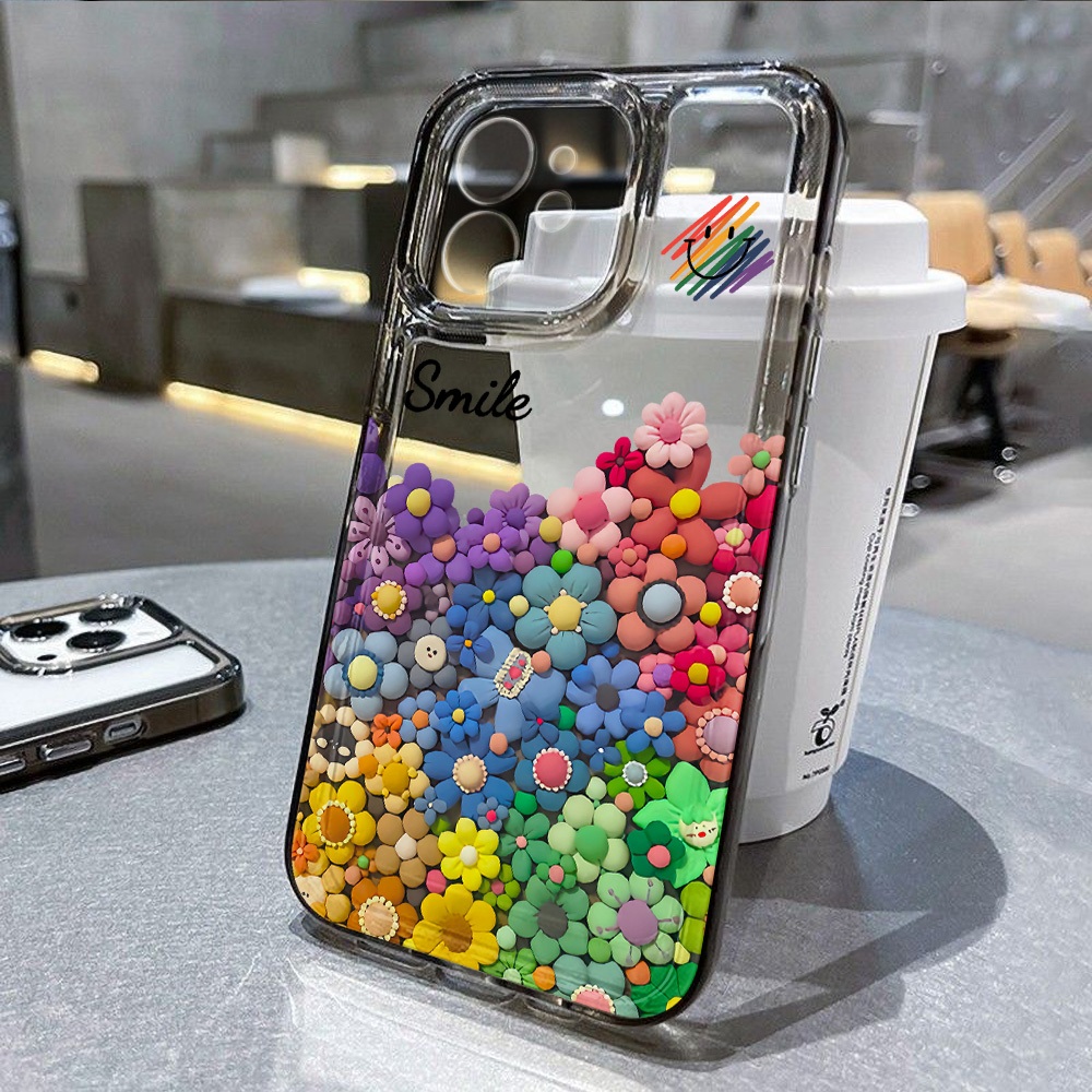 เเคสโทรศัพท์ซิลิโคน TPU เคสใสกันกระแทก For iPhone 17 Air 16 11 13 16 12 14 15 Pro Max 7 Plus 8 Plus ดอกไม้ กรณีการ์ตูน