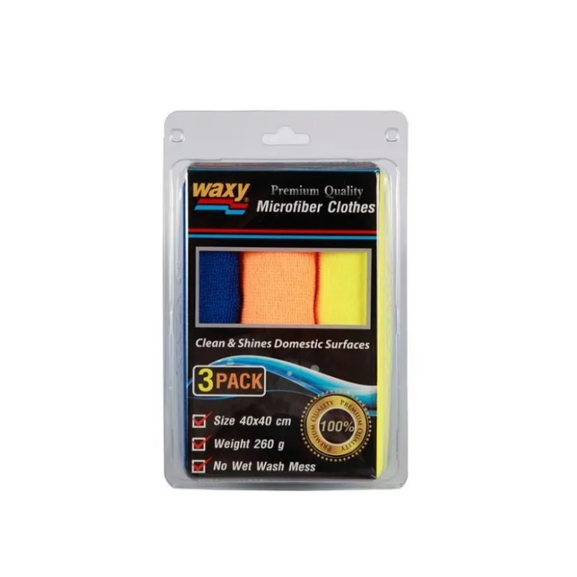 ผ้าไมโครไฟเบอร์ (แพ็ค3ผืน) คละสี Waxy เวลาเช็ดฝุ่นจะไม่กระจาย สามารถเก็บฝุ่นได้ไม่ทำลายพื้นผิววัสดุ หรือทำให้เกิดริ้วรอย