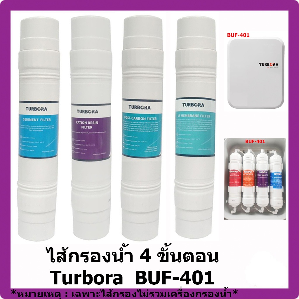 ชุดไส้กรอง Turbora สำหรับรุ่น BUF-401 Turbora Model BUF-401 Water Filter Water Purifier ไส้กรองน้ำ เครื่องกรองน้ำ