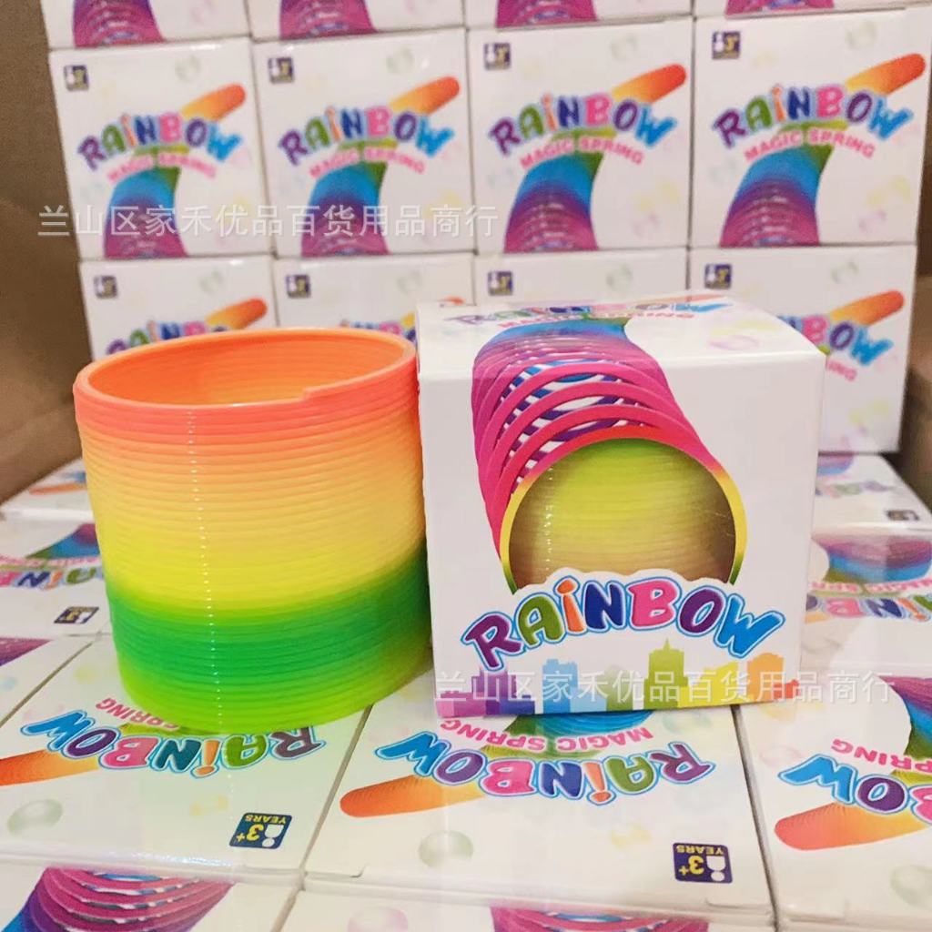 ของเล่นขดลวดพลาสติก ทรงกลม สีรุ้ง แบบสร้างสรรค์ เพื่อการศึกษา สําหรับเด็ก
