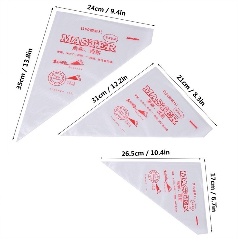 *พร้อมส่ง* ถุงบีบครีม เกรดอาหาร (100ใบ/แพ็ค) มีให้เลือก 3 ขนาด(S M L)  เนื้อหนา กันลื่น กันแตก บีบวิปครีม - รูปที่ 4