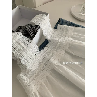 📍พร้อมส่ง📍8450#💌เสื้อแขนกุด คอเหลี่ยม งานผ้าฉลุ TAG WG.WE 🇰🇷🇰🇷