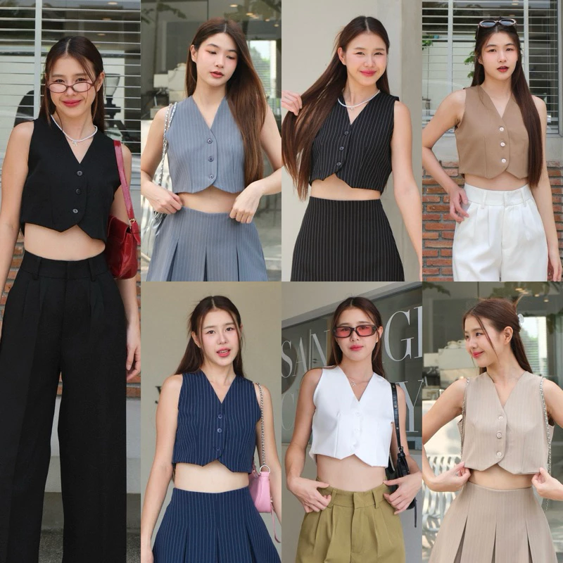 (ไม่ผลิตเพิ่ม) BEMYCHIC เสื้อกั้กครอปสูท เสื้อVest รุ่น Kendall top